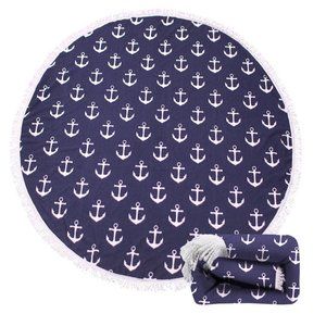 Round Blue Anchor Beach Towel/Mat/Picnic Blanket